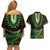 Lime Green African Dashiki With Aotearoa Maori Couples Matching Off Shoulder Short Dress and Hawaiian Shirt Paua Shell Mix Silver Fern