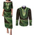 Lime Green African Dashiki With Aotearoa Maori Couples Matching Puletasi and Long Sleeve Button Shirt Paua Shell Mix Silver Fern