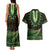 Lime Green African Dashiki With Aotearoa Maori Couples Matching Tank Maxi Dress and Hawaiian Shirt Paua Shell Mix Silver Fern