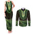 Lime Green African Dashiki With Aotearoa Maori Couples Matching Tank Maxi Dress and Long Sleeve Button Shirt Paua Shell Mix Silver Fern