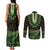 Lime Green African Dashiki With Aotearoa Maori Couples Matching Tank Maxi Dress and Long Sleeve Button Shirt Paua Shell Mix Silver Fern