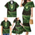 Lime Green African Dashiki With Aotearoa Maori Family Matching Mermaid Dress and Hawaiian Shirt Paua Shell Mix Silver Fern