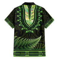 Lime Green African Dashiki With Aotearoa Maori Family Matching Off Shoulder Maxi Dress and Hawaiian Shirt Paua Shell Mix Silver Fern LT14 - Polynesian Pride