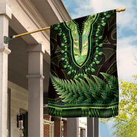Lime Green African Dashiki With Aotearoa Maori Garden Flag Paua Shell Mix Silver Fern LT14 House Flag Lime Green - Polynesian Pride