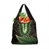 Lime Green African Dashiki With Aotearoa Maori Grocery Bag Paua Shell Mix Silver Fern LT14 1-pack One Size Lime Green - Polynesian Pride