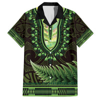 Lime Green African Dashiki With Aotearoa Maori Hawaiian Shirt Paua Shell Mix Silver Fern LT14 Lime Green - Polynesian Pride