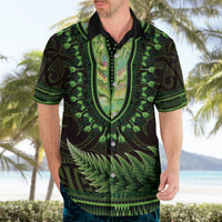 Lime Green African Dashiki With Aotearoa Maori Hawaiian Shirt Paua Shell Mix Silver Fern LT14 - Polynesian Pride