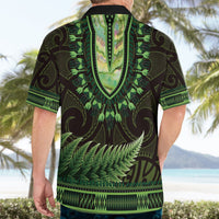 Lime Green African Dashiki With Aotearoa Maori Hawaiian Shirt Paua Shell Mix Silver Fern LT14 - Polynesian Pride
