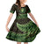 Lime Green African Dashiki With Aotearoa Maori Kid Short Sleeve Dress Paua Shell Mix Silver Fern