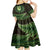 Lime Green African Dashiki With Aotearoa Maori Kid Short Sleeve Dress Paua Shell Mix Silver Fern