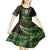 Lime Green African Dashiki With Aotearoa Maori Kid Short Sleeve Dress Paua Shell Mix Silver Fern