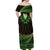 Lime Green African Dashiki With Aotearoa Maori Off Shoulder Maxi Dress Paua Shell Mix Silver Fern