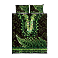 Lime Green African Dashiki With Aotearoa Maori Quilt Bed Set Paua Shell Mix Silver Fern LT14 - Polynesian Pride