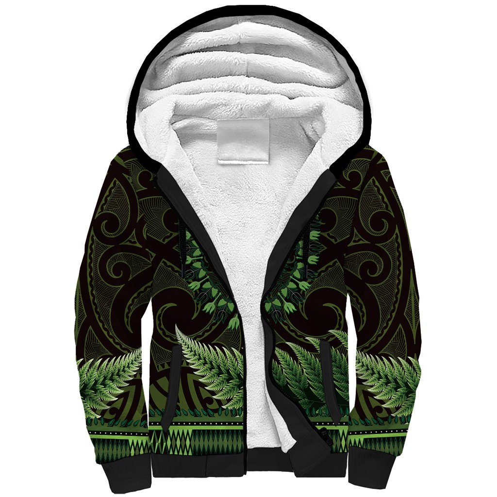 Lime Green African Dashiki With Aotearoa Maori Sherpa Hoodie Paua Shell Mix Silver Fern LT14 Unisex Lime Green - Polynesian Pride