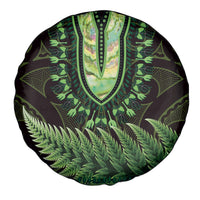 Lime Green African Dashiki With Aotearoa Maori Spare Tire Cover Paua Shell Mix Silver Fern LT14 - Polynesian Pride