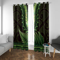 Lime Green African Dashiki With Aotearoa Maori Window Curtain Paua Shell Mix Silver Fern LT14 With Grommets Lime Green - Polynesian Pride