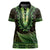 Lime Green African Dashiki With Aotearoa Maori Women Polo Shirt Paua Shell Mix Silver Fern