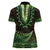 Lime Green African Dashiki With Aotearoa Maori Women Polo Shirt Paua Shell Mix Silver Fern