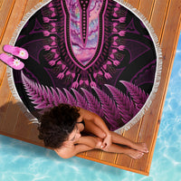 Pink African Dashiki With Aotearoa Maori Beach Blanket Paua Shell Mix Silver Fern LT14 - Polynesian Pride