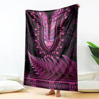 Pink African Dashiki With Aotearoa Maori Blanket Paua Shell Mix Silver Fern LT14 - Polynesian Pride