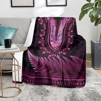 Pink African Dashiki With Aotearoa Maori Blanket Paua Shell Mix Silver Fern LT14 - Polynesian Pride
