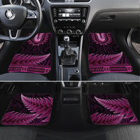 Pink African Dashiki With Aotearoa Maori Car Mats Paua Shell Mix Silver Fern LT14 Set 4pcs Pink - Polynesian Pride