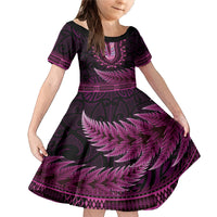Pink African Dashiki With Aotearoa Maori Family Matching Mermaid Dress and Hawaiian Shirt Paua Shell Mix Silver Fern