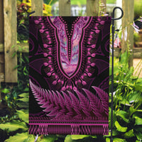 Pink African Dashiki With Aotearoa Maori Garden Flag Paua Shell Mix Silver Fern LT14 Garden Flag Pink - Polynesian Pride