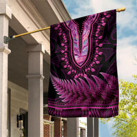 Pink African Dashiki With Aotearoa Maori Garden Flag Paua Shell Mix Silver Fern LT14 House Flag Pink - Polynesian Pride