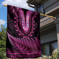 Pink African Dashiki With Aotearoa Maori Garden Flag Paua Shell Mix Silver Fern LT14 - Polynesian Pride