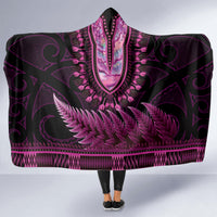 Pink African Dashiki With Aotearoa Maori Hooded Blanket Paua Shell Mix Silver Fern LT14 - Polynesian Pride