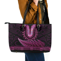 Pink African Dashiki With Aotearoa Maori Leather Tote Bag Paua Shell Mix Silver Fern LT14 - Polynesian Pride