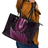 Pink African Dashiki With Aotearoa Maori Leather Tote Bag Paua Shell Mix Silver Fern LT14 - Polynesian Pride