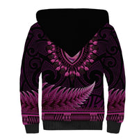 Pink African Dashiki With Aotearoa Maori Sherpa Hoodie Paua Shell Mix Silver Fern LT14 - Polynesian Pride
