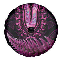Pink African Dashiki With Aotearoa Maori Spare Tire Cover Paua Shell Mix Silver Fern LT14 - Polynesian Pride