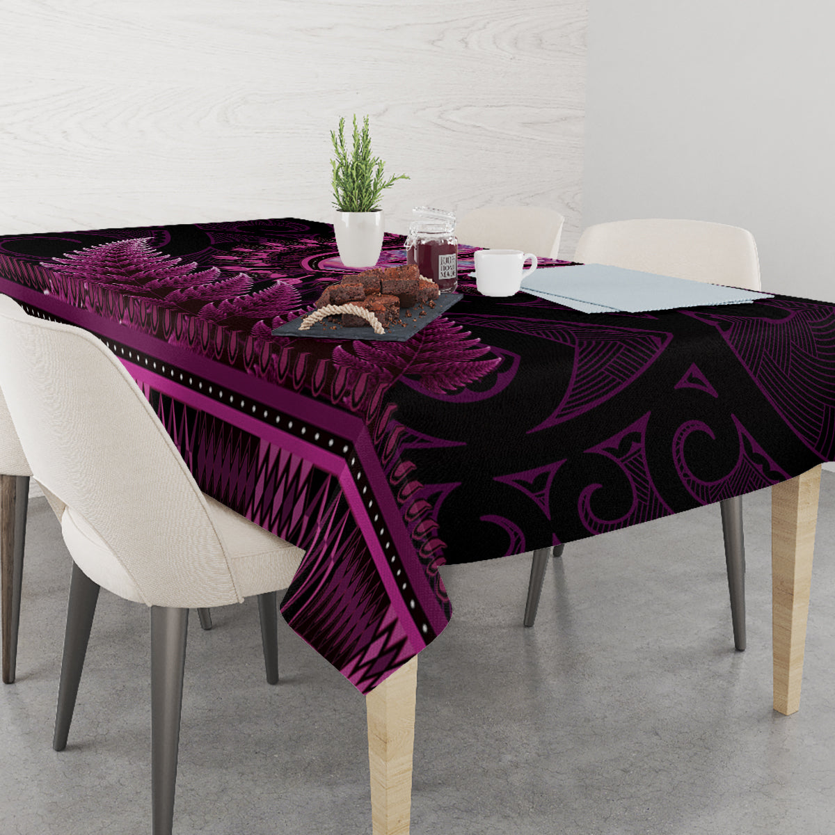 Pink African Dashiki With Aotearoa Maori Tablecloth Paua Shell Mix Silver Fern LT14 - Polynesian Pride