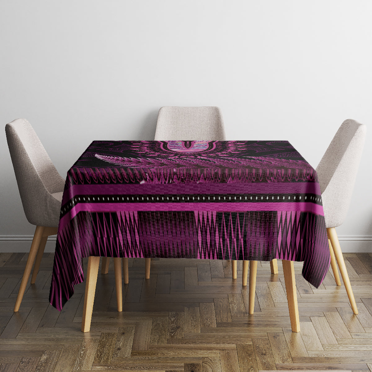 Pink African Dashiki With Aotearoa Maori Tablecloth Paua Shell Mix Silver Fern LT14 - Polynesian Pride
