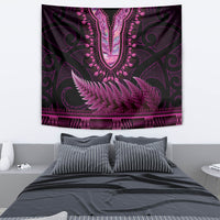 Pink African Dashiki With Aotearoa Maori Tapestry Paua Shell Mix Silver Fern LT14 - Polynesian Pride