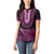 Pink African Dashiki With Aotearoa Maori Women Polo Shirt Paua Shell Mix Silver Fern