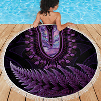 Purple African Dashiki With Aotearoa Maori Beach Blanket Paua Shell Mix Silver Fern LT14 - Polynesian Pride
