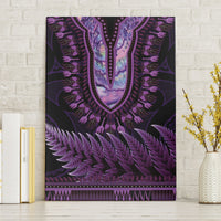 Purple African Dashiki With Aotearoa Maori Canvas Wall Art Paua Shell Mix Silver Fern LT14 Without Frame Purple - Polynesian Pride