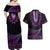 Purple African Dashiki With Aotearoa Maori Couples Matching Off Shoulder Maxi Dress and Hawaiian Shirt Paua Shell Mix Silver Fern