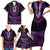 Purple African Dashiki With Aotearoa Maori Family Matching Short Sleeve Bodycon Dress and Hawaiian Shirt Paua Shell Mix Silver Fern