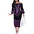 Purple African Dashiki With Aotearoa Maori Off The Shoulder Long Sleeve Dress Paua Shell Mix Silver Fern