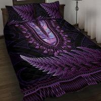 Purple African Dashiki With Aotearoa Maori Quilt Bed Set Paua Shell Mix Silver Fern LT14 Purple - Polynesian Pride