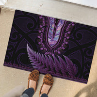 Purple African Dashiki With Aotearoa Maori Rubber Doormat Paua Shell Mix Silver Fern LT14 - Polynesian Pride