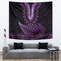 Purple African Dashiki With Aotearoa Maori Tapestry Paua Shell Mix Silver Fern LT14 Purple - Polynesian Pride