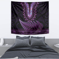 Purple African Dashiki With Aotearoa Maori Tapestry Paua Shell Mix Silver Fern LT14 - Polynesian Pride