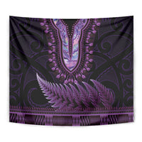 Purple African Dashiki With Aotearoa Maori Tapestry Paua Shell Mix Silver Fern LT14 - Polynesian Pride
