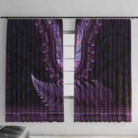 Purple African Dashiki With Aotearoa Maori Window Curtain Paua Shell Mix Silver Fern LT14 With Hooks Purple - Polynesian Pride